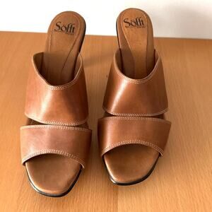 Sofft Brown Leather Mule Sandal | Size 8.5 | Camel Tan